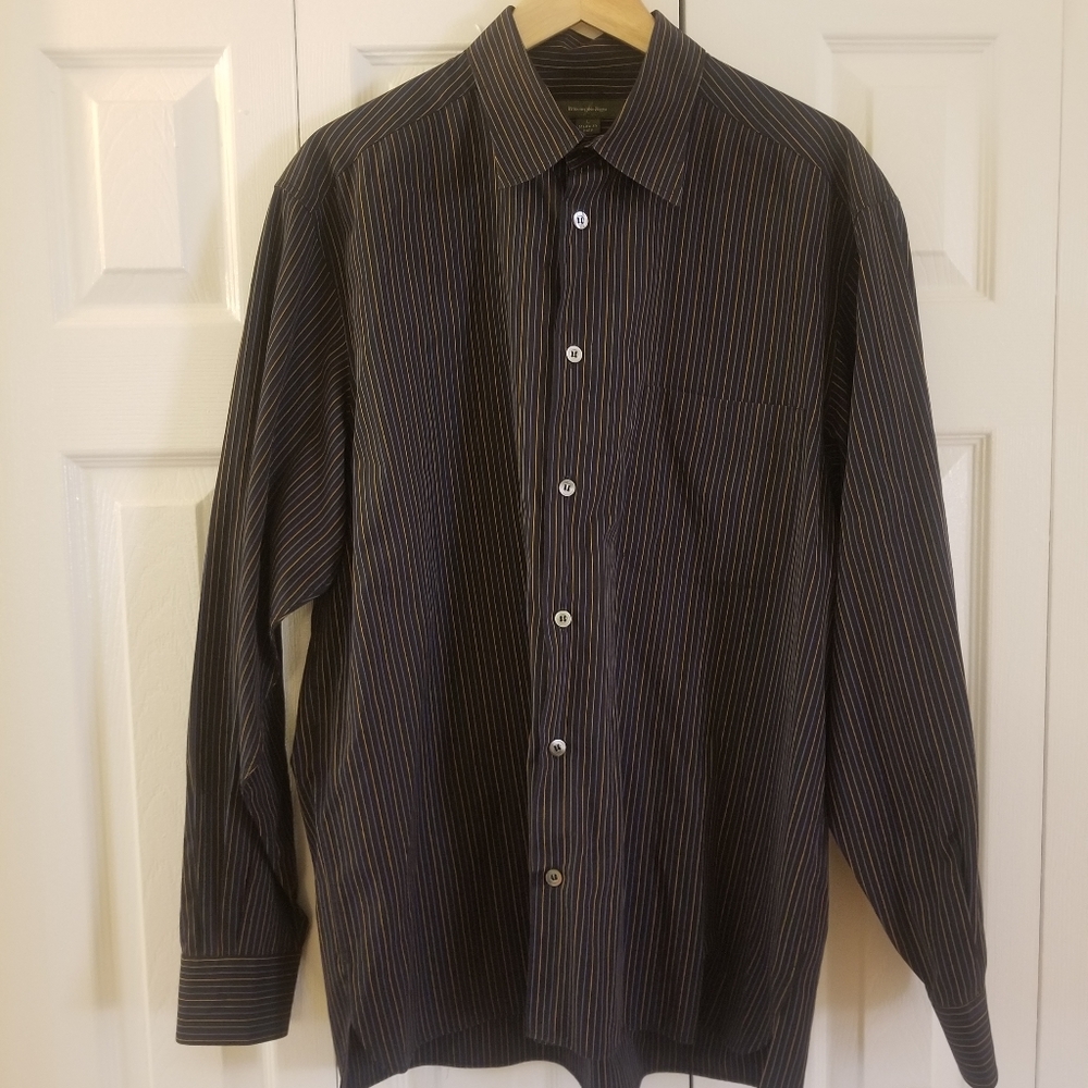 Ermenegildo Zegna Men Multi-Colored Striped Long Sleeve Button Down Shirt  Sz L